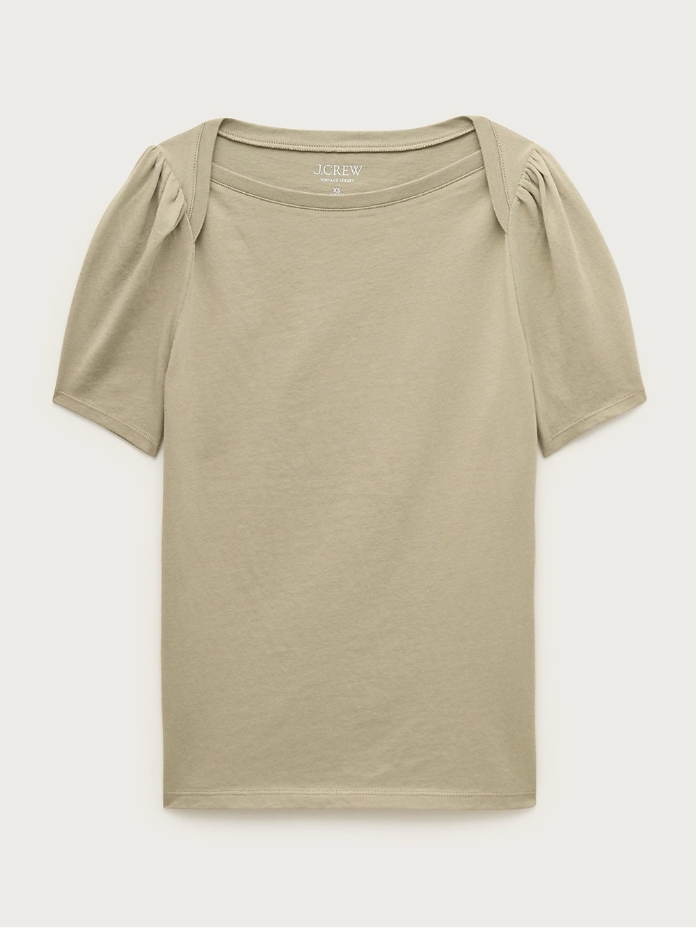 NWT J.Crew Vintage Jersey Puff Sleeve T-Shirt Dusty Fatigue Olive